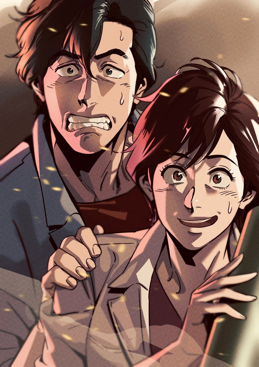 saeba ryou and makimura kaori (city hunter) drawn by tobo_katsuo