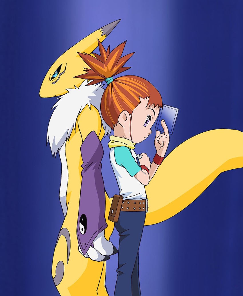 renamon and makino ruki (digimon and 1 more) drawn by nakatsuru_katsuyoshi
