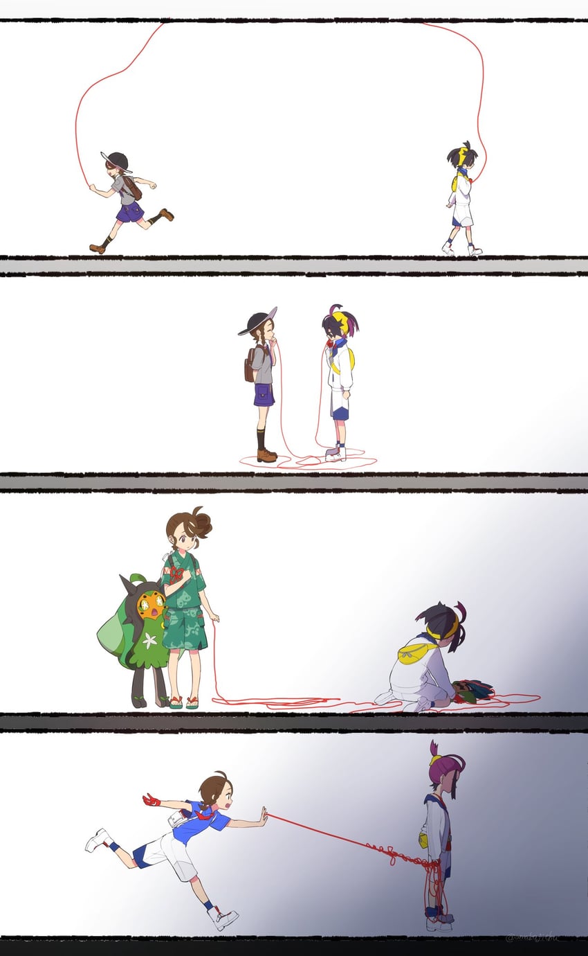 kieran, juliana, and ogerpon (pokemon and 1 more) drawn by ringo_enaga