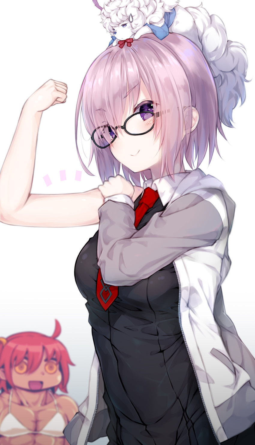 mash kyrielight, fujimaru ritsuka, and fou (fate and 1 more) drawn by katoroku