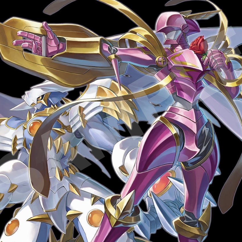 lordknightmon and dynasmon (digimon) drawn by a-er_(akkij0358)