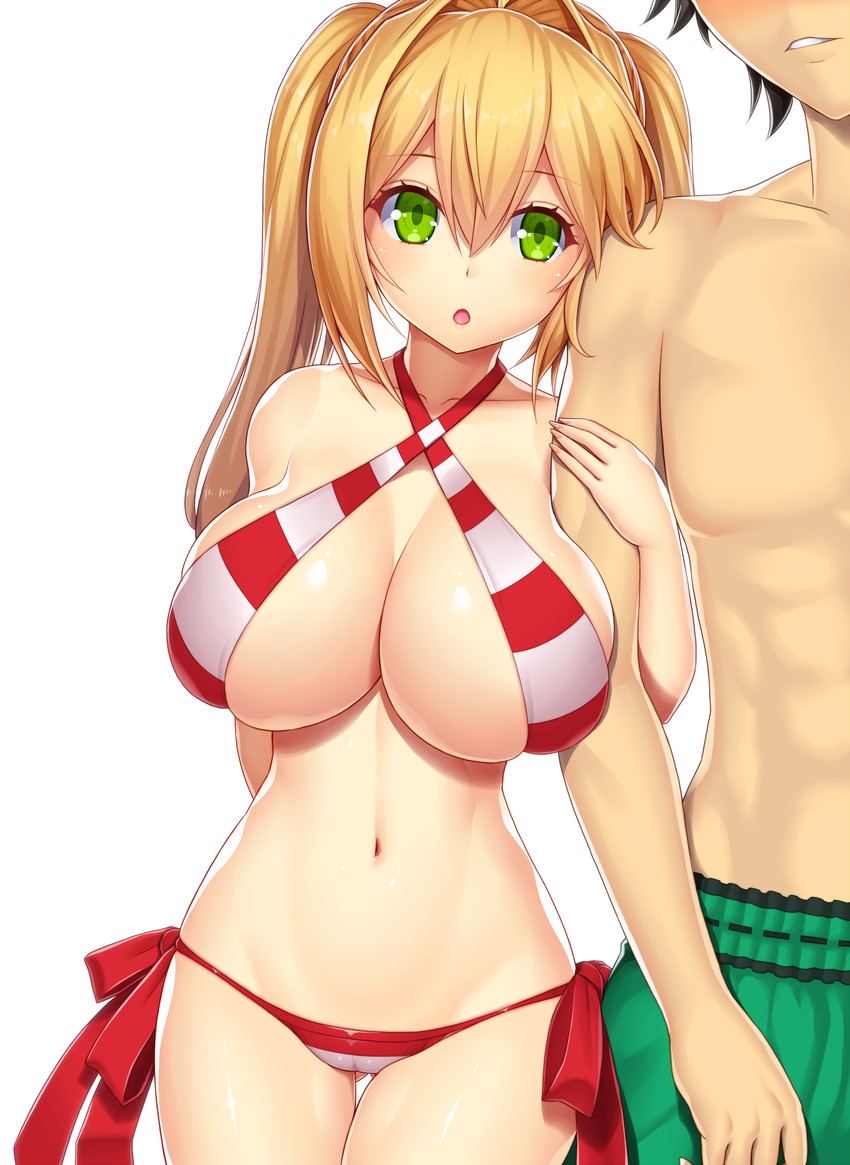 fujimaru ritsuka and nero claudius (fate and 1 more) drawn by asamura_hiori