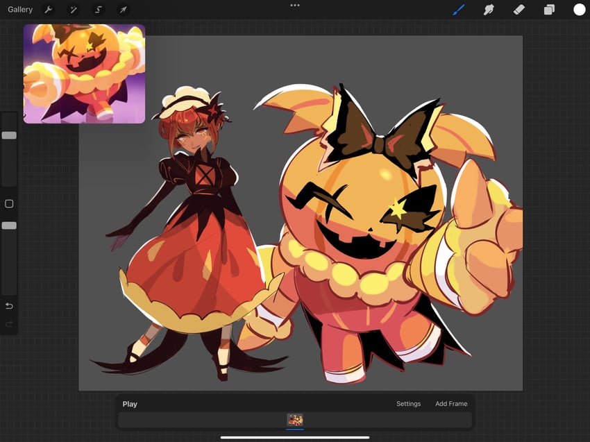 pumpkin pie cookie and pompon (cookie run and 1 more) drawn by lazanya_011