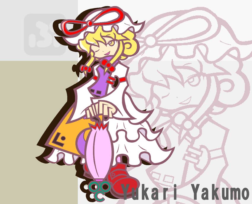 yakumo yukari (touhou and 2 more) drawn by y&k