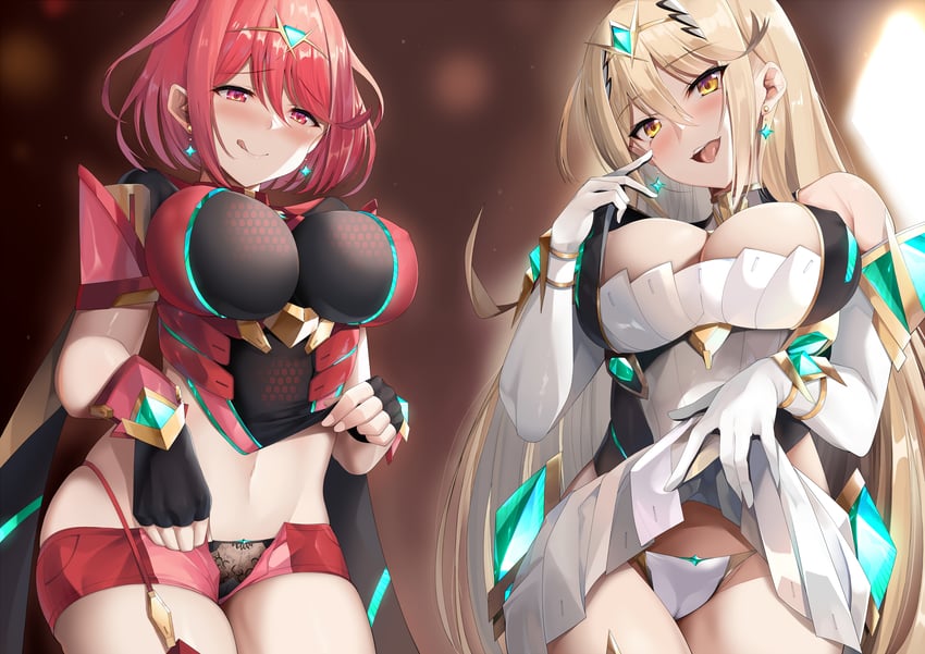 pyra and mythra (xenoblade chronicles and 1 more) drawn by daive