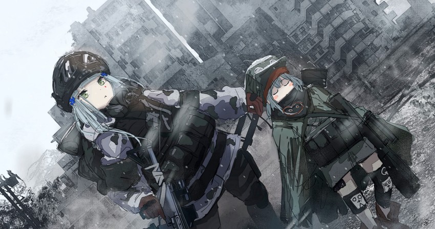 g11, hk416, and last man battalion (girls' frontline and 1 more) drawn by kilabo