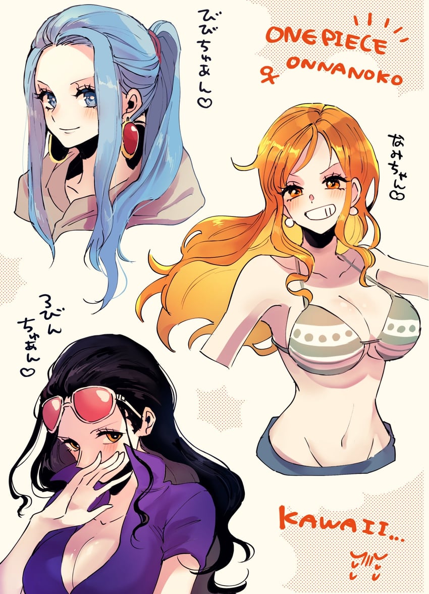 nami, nico robin, and nefertari vivi (one piece) drawn by ink_(winkyinkywinky)