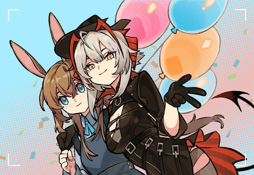 amiya and w (arknights and 1 more) drawn by favilia