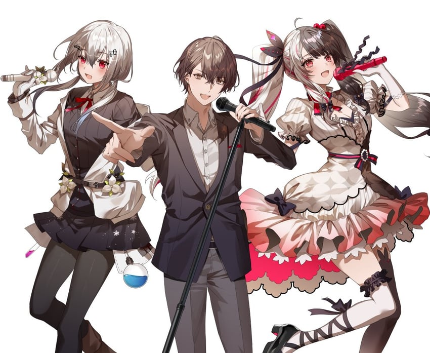 yorumi rena, hakase fuyuki, and kagami hayato (nijisanji) drawn by kuga_huna