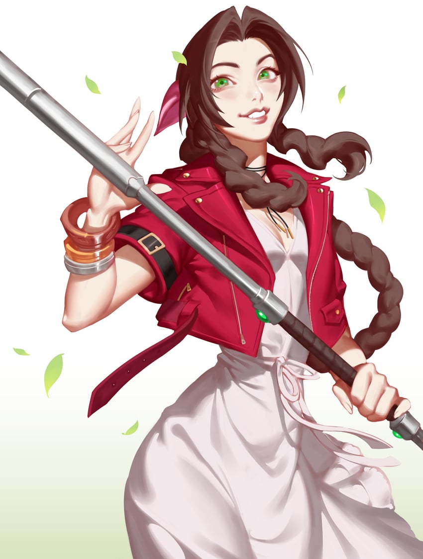 aerith gainsborough (final fantasy and 2 more) drawn by zelus
