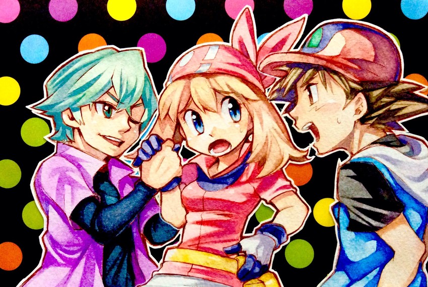 may, ash ketchum, and drew (pokemon and 1 more) drawn by 3orochi