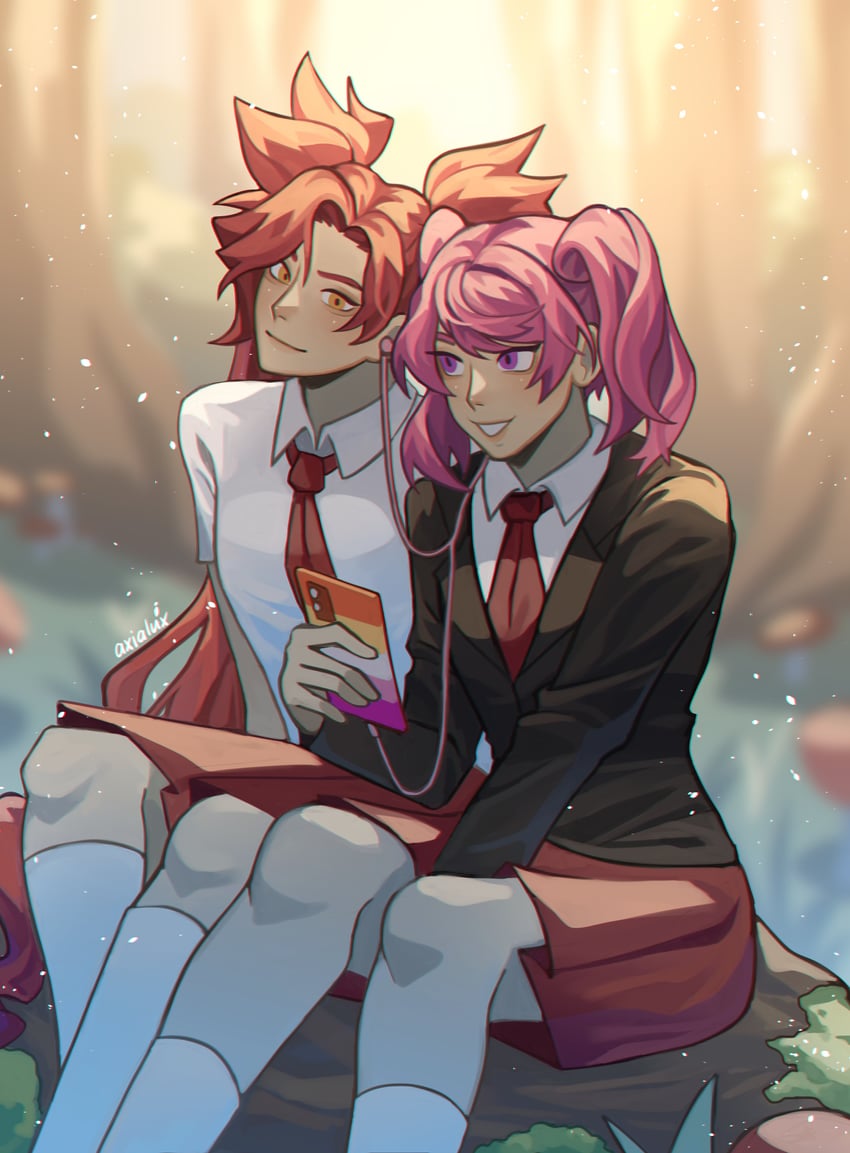 jinx, lux, star guardian lux, and star guardian jinx (league of legends) drawn by axialux