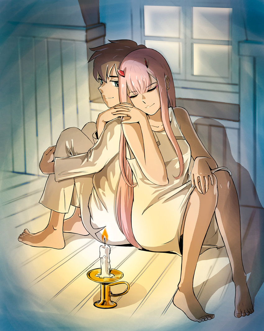 zero two and hiro (darling in the franxx) drawn by albyee