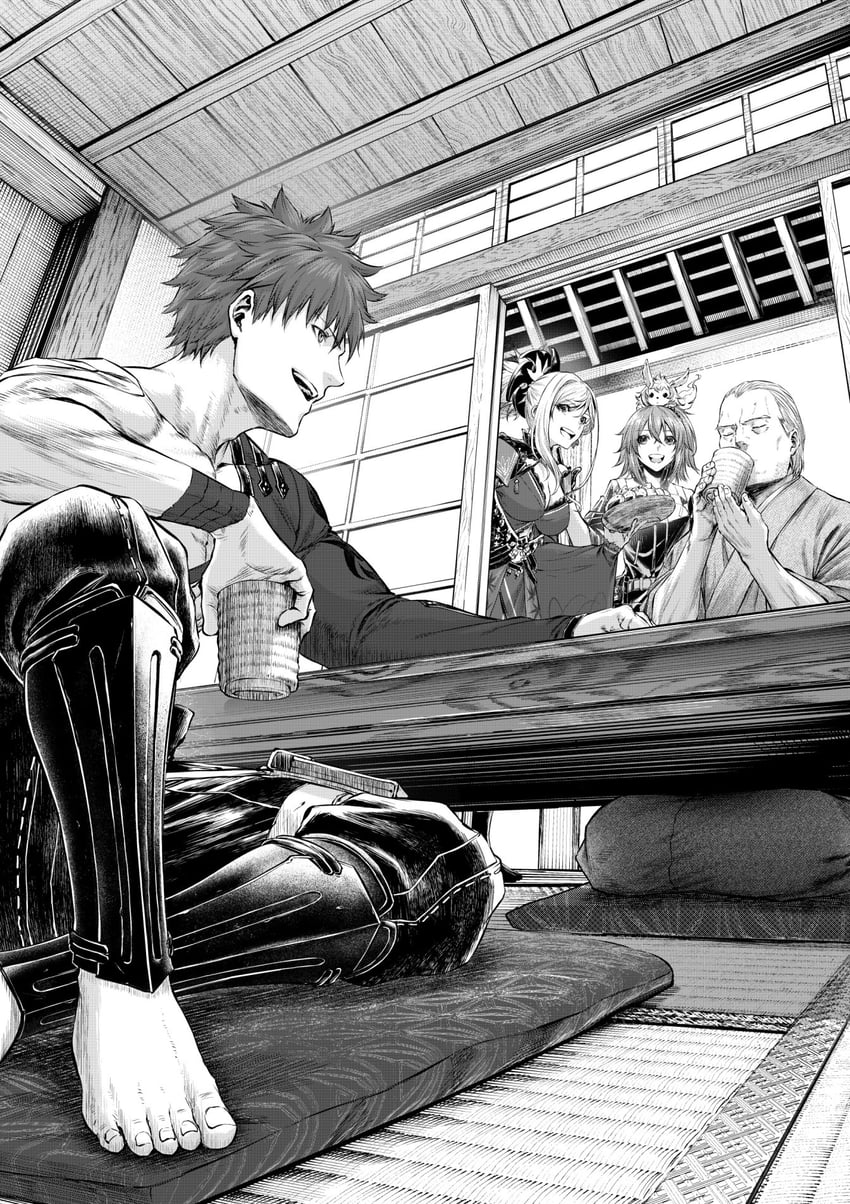 fujimaru ritsuka, emiya shirou, miyamoto musashi, fou, senji muramasa, and 1 more (fate and 1 more) drawn by mugetsu2501
