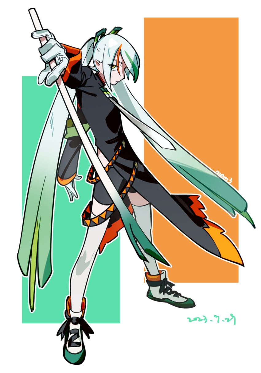 hatsune miku and fighting miku (pokemon and 2 more) drawn by yue_sanshan_gou