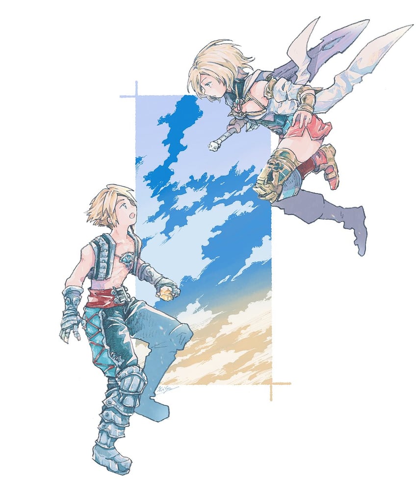 ashelia b'nargin dalmasca and vaan (final fantasy and 1 more) drawn by michibata_65