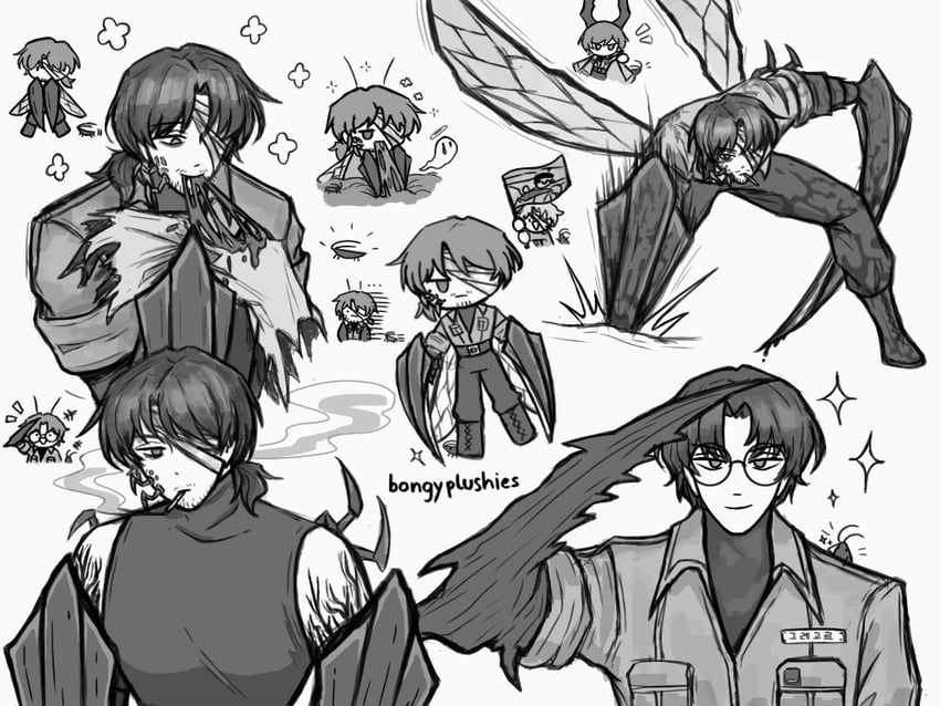 outis, gregor, and tomah (project moon and 1 more) drawn by bongyplushies