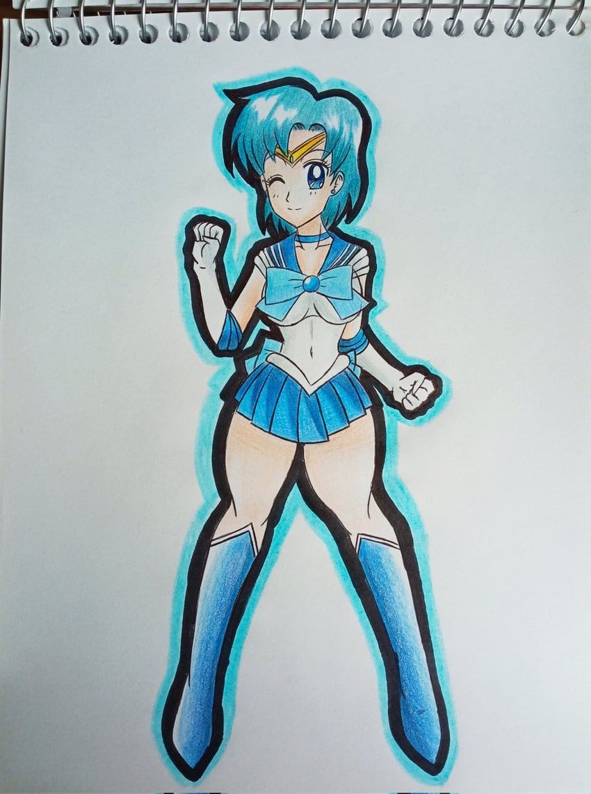 mizuno ami and sailor mercury (bishoujo senshi sailor moon) drawn by megalinkdamon1