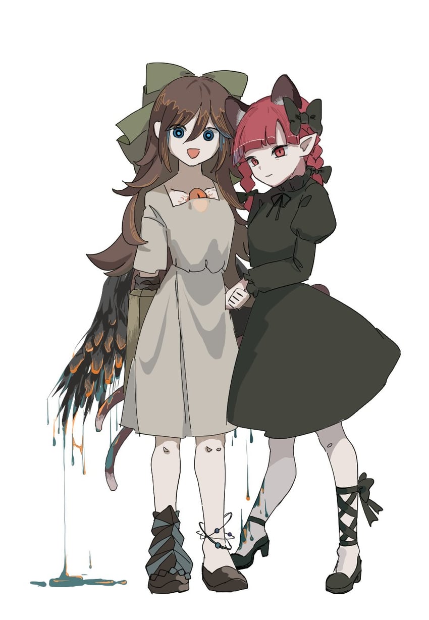 kaenbyou rin and reiuji utsuho (touhou) drawn by touco_to
