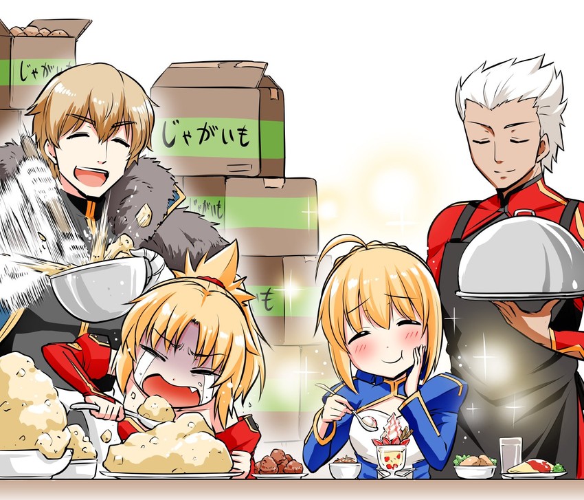 artoria pendragon, saber, archer, mordred, and gawain (fate and 1 more) drawn by kanno_takanori