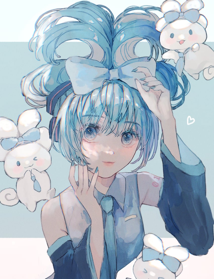 hatsune miku, cinnamoroll, and cinnamiku (vocaloid and 2 more) drawn by nisiki_0