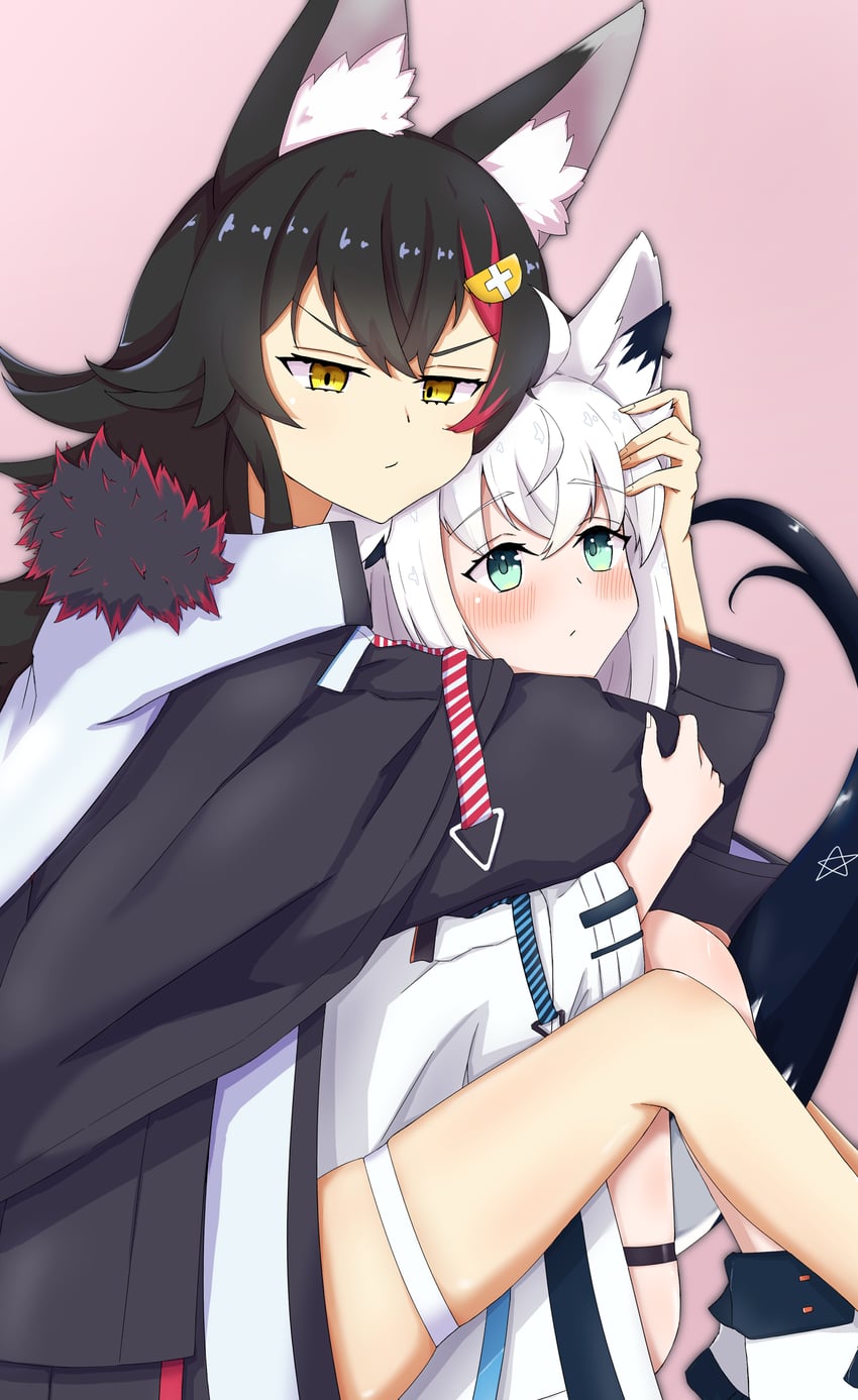 shirakami fubuki and ookami mio (hololive) drawn by sorazumiumi