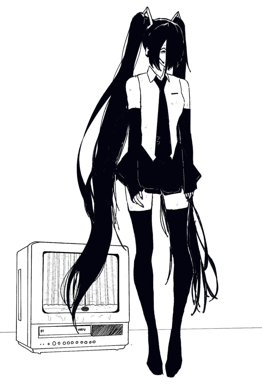 hatsune miku and yamamura sadako (vocaloid and 1 more) drawn by virtuware