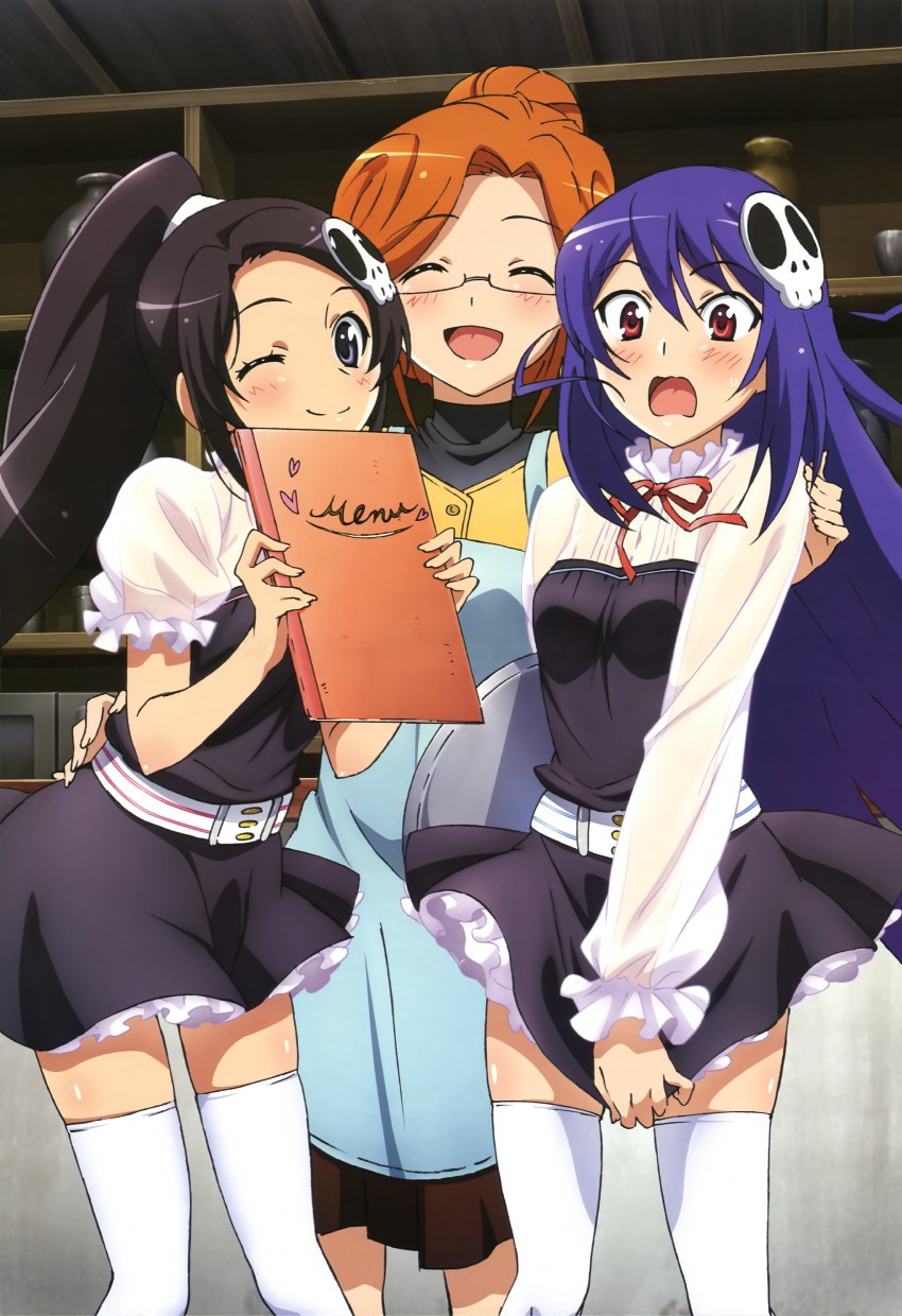 elysia de lute ima, haqua d'rot herminium, and katsuragi mari (nyantype and 1 more) drawn by kutsuzawa_youko