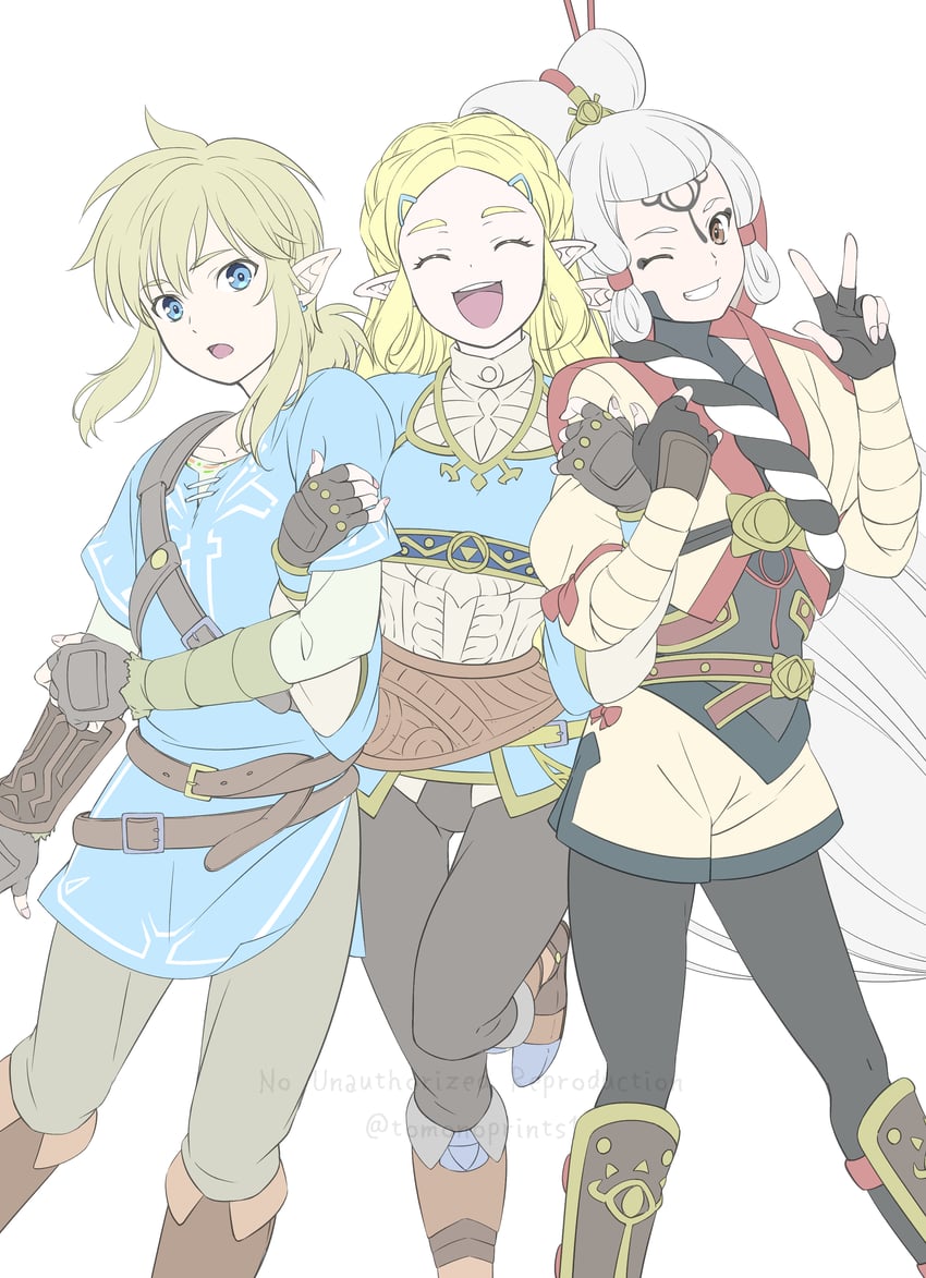 link, princess zelda, and impa (the legend of zelda and 2 more) drawn by tomo.puri
