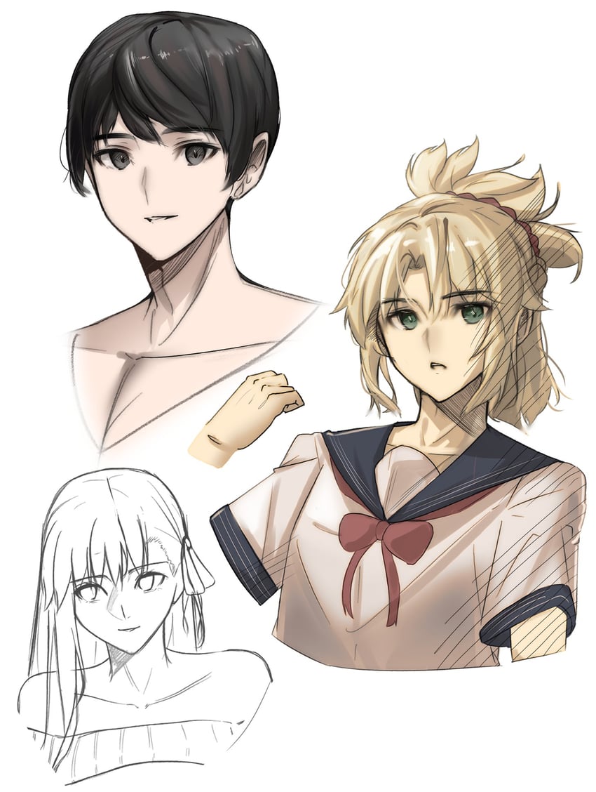 matou sakura and mordred (fate and 2 more) drawn by code_nt