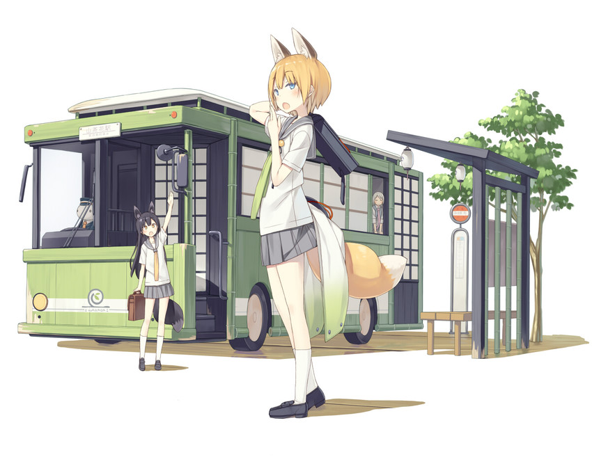 shiratama kitsune, kuromitsu nene, and yukimi (original) drawn by poco_(asahi_age)