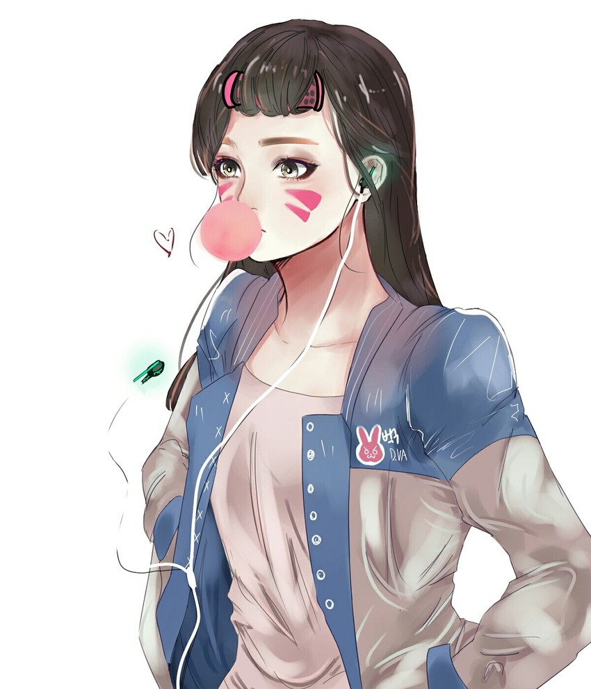 d.va (overwatch and 1 more) drawn by jika-sen