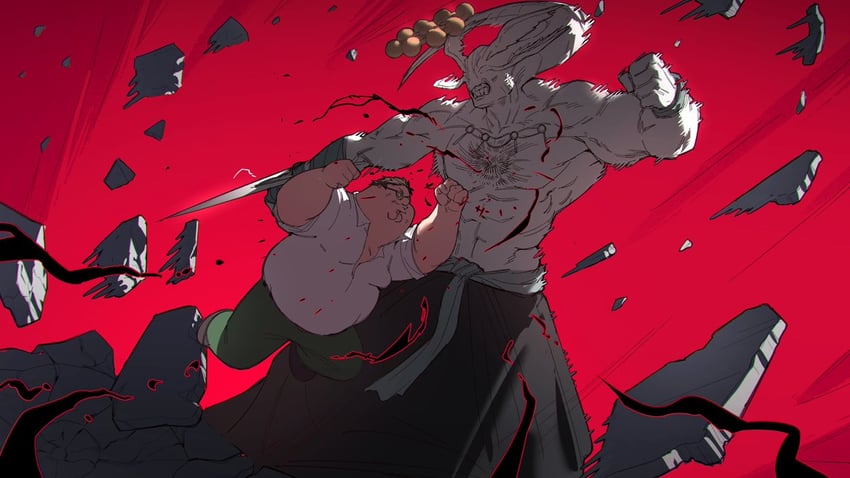 peter griffin and mahoraga (jujutsu kaisen and 1 more) drawn by kowai_(iamkowai)