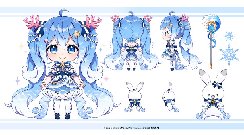 hatsune miku, yuki miku, and rabbit yukine (vocaloid) drawn by chyoling