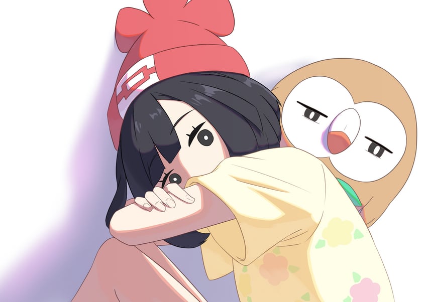 selene and rowlet (pokemon and 1 more) drawn by negimiso1989