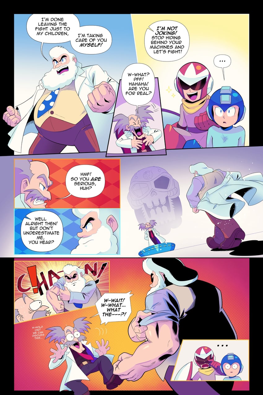 mega man, proto man, dr. light, and dr. wily (mega man) drawn by drawloverlala