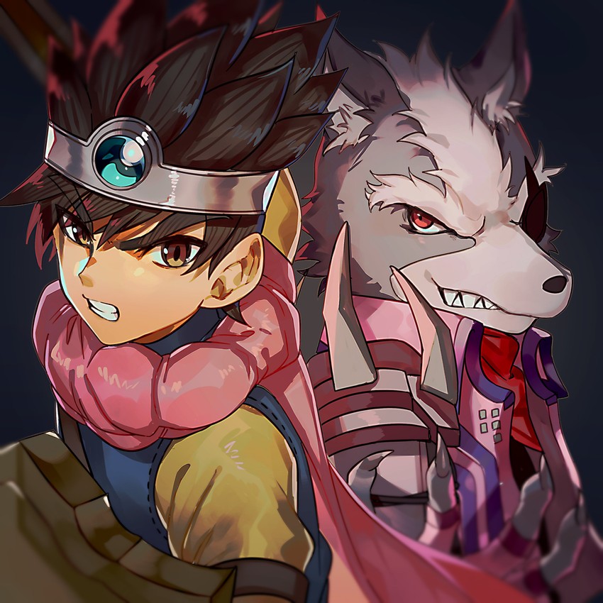 roto, hero, and wolf o'donnell (dragon quest and 3 more) drawn by yasaikakiage