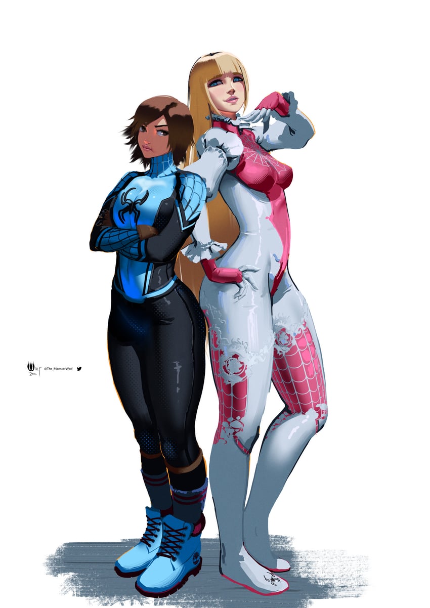 spider-man, kazama asuka, and lili (marvel and 3 more) drawn by monster_wolf