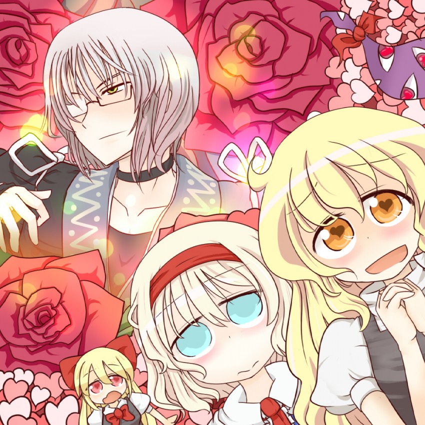kirisame marisa, alice margatroid, morichika rinnosuke, and shanghai doll (touhou) drawn by monomi_(nasdai)
