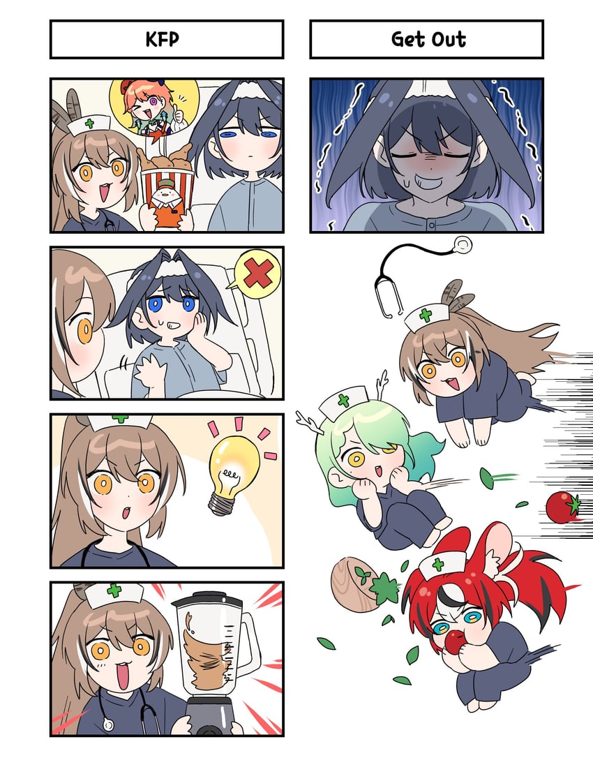 ouro kronii, nanashi mumei, takanashi kiara, hakos baelz, and ceres fauna (hololive and 1 more) drawn by 9am9am9am