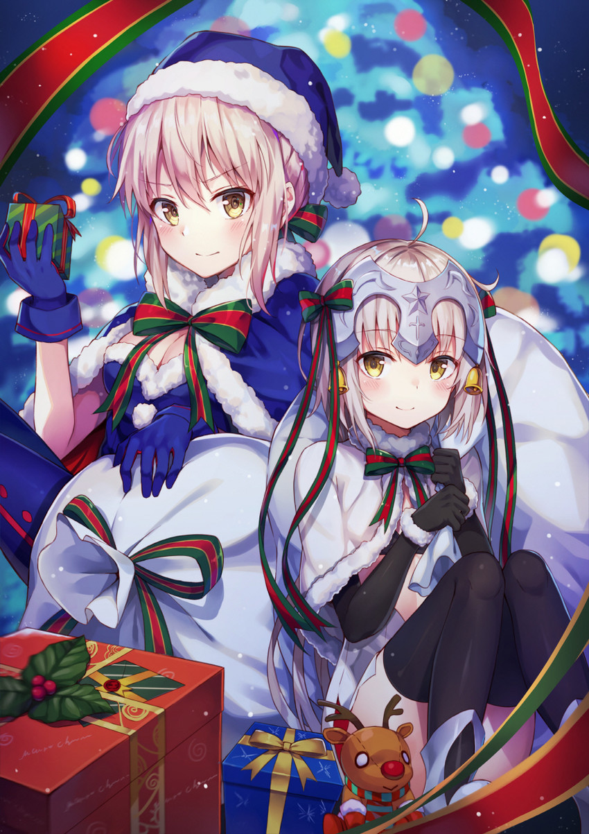 artoria pendragon, saber alter, jeanne d'arc alter santa lily, and santa alter (fate and 1 more) drawn by huwari_(dnwls3010)