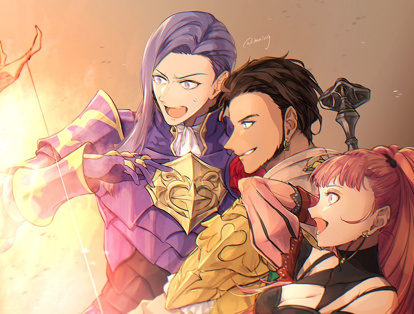 hilda valentine goneril, claude von riegan, and lorenz hellman gloucester (fire emblem and 1 more) drawn by shinsuke_(moccori)