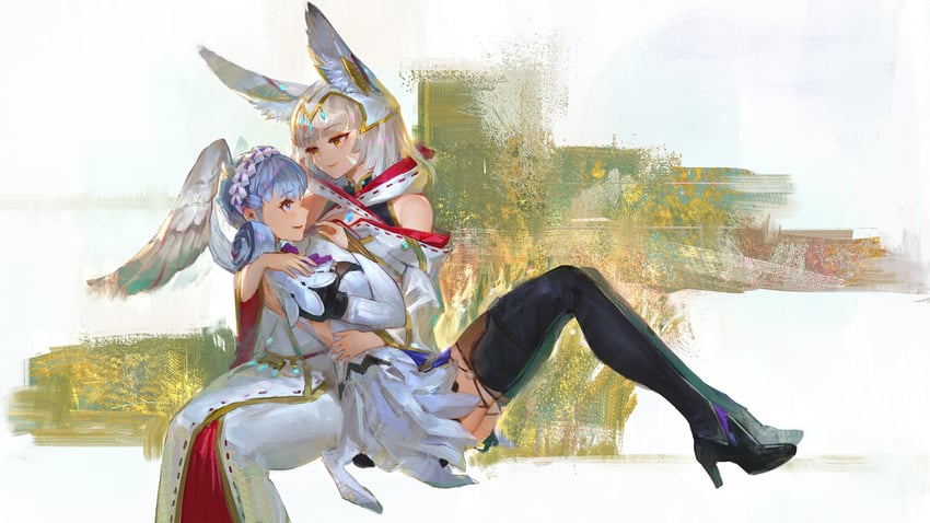nia and melia antiqua (xenoblade chronicles and 4 more) drawn by daible