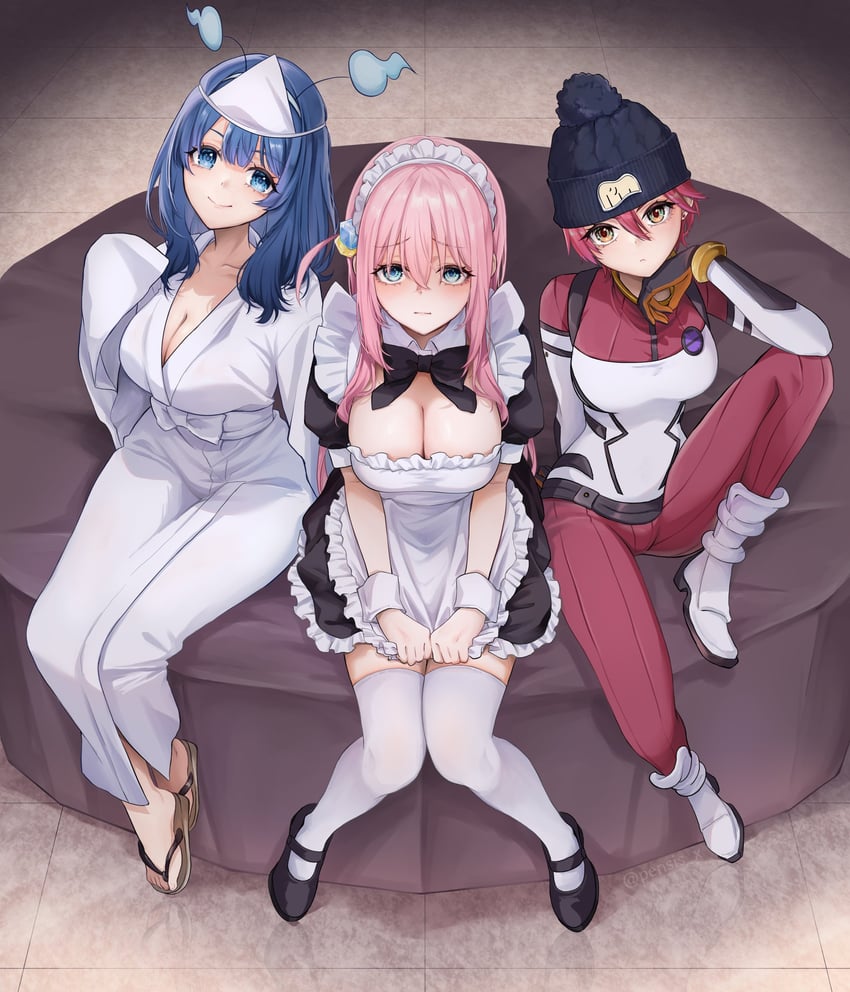 gotoh hitori, amate yuzuriha, and yanami anna (gundam and 3 more) drawn by pensis_x