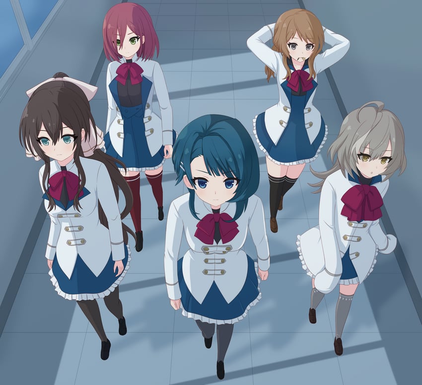 aizawa kazuha, sasaki ran, serizawa chikaru, iijima renka, and hatsukano yo (assault lily) drawn by haniwa_(kiminozorazio)