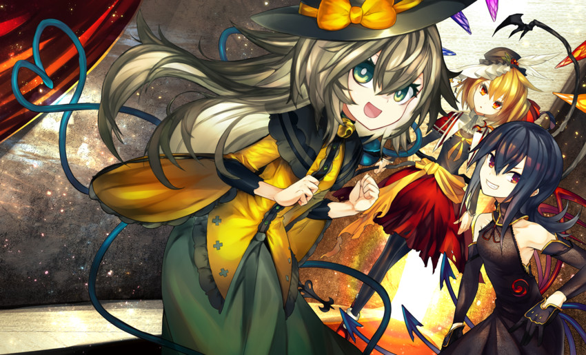 flandre scarlet, komeiji koishi, and houjuu nue (touhou) drawn by kusakanmuri
