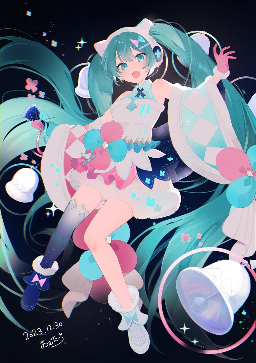 hatsune miku and magical mirai miku (vocaloid and 1 more) drawn by omutatsu