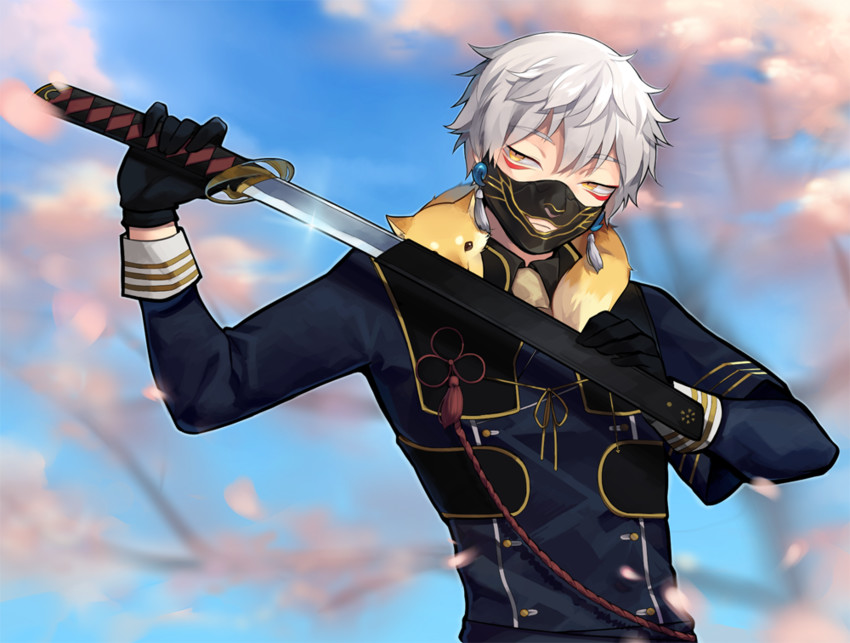nakigitsune and nakigitsune's fox (touken ranbu) drawn by idk-kun