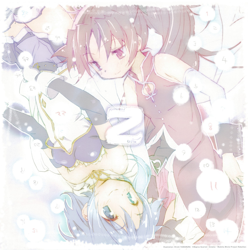 miki sayaka and sakura kyoko (mahou shoujo madoka magica) drawn by yamamura_hiroki