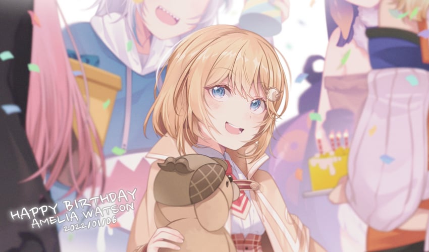 gawr gura, mori calliope, ninomae ina'nis, takanashi kiara, watson amelia, and 1 more (hololive and 1 more) drawn by mitsumine_(ookami_no_oyashiro)